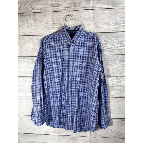 Tailorbyrd Collection - Men's L Blue Plaid Long Sleeve Button Up Shirt - Picture 2 of 4